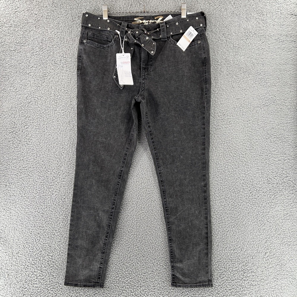 Seven7 Starlette Women 12 Mid Rise Skinny Jean Stretch Flap Back Pocket Blue NEW